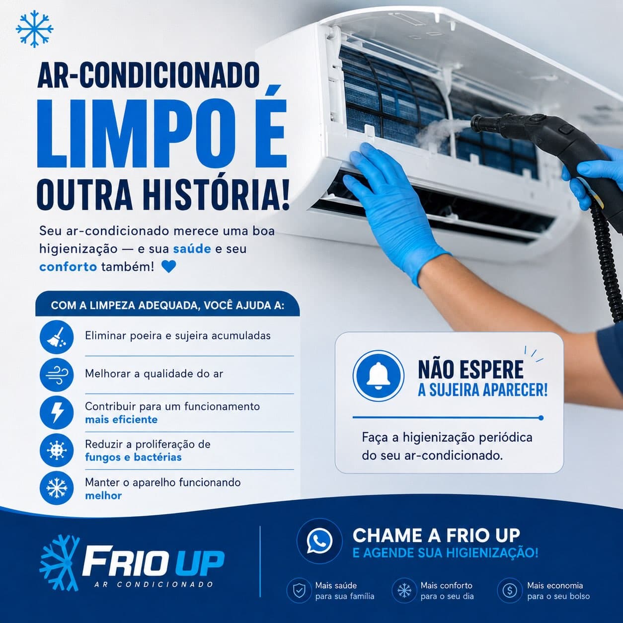 Post da FrioUp no Instagram sobre higienização do ar-condicionado